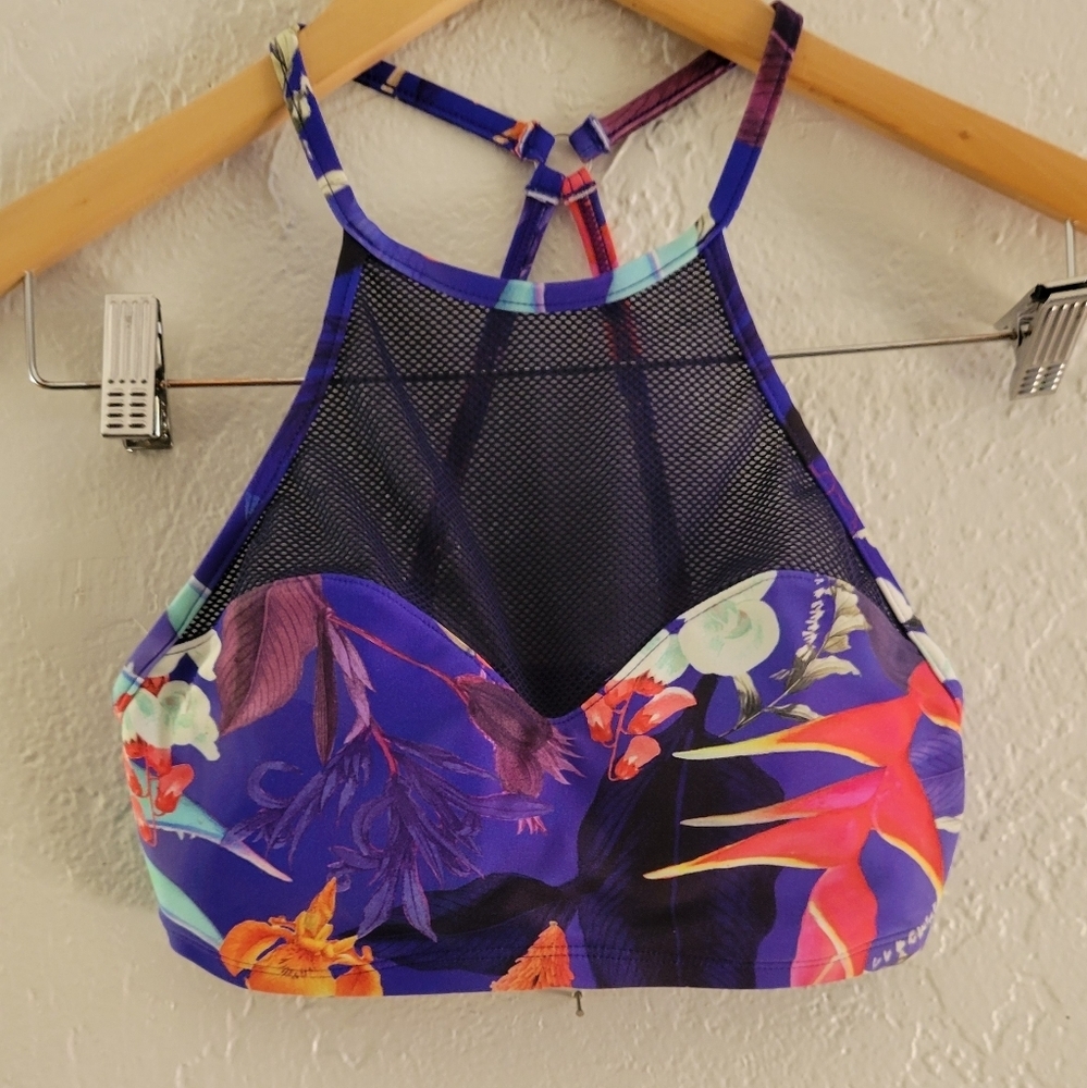 Athleta Lucia Floral High Neck Bikini Top Size XS